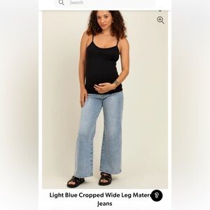 Pinkblush Light Blue Cropped Wide Leg Maternity Jeans